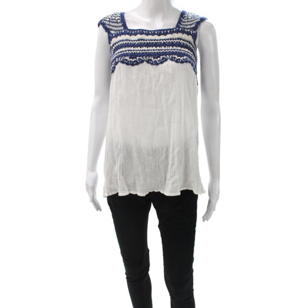 Calypso Saint Barth Women Blue Striped Square Neck Camisole Size XS